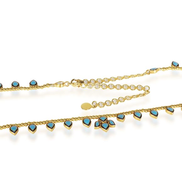 Kundan Diamond Slice Teardrop & Enamel Necklace in 18K Yellow Gold (3.31 ctw) - Picture 4 of 4